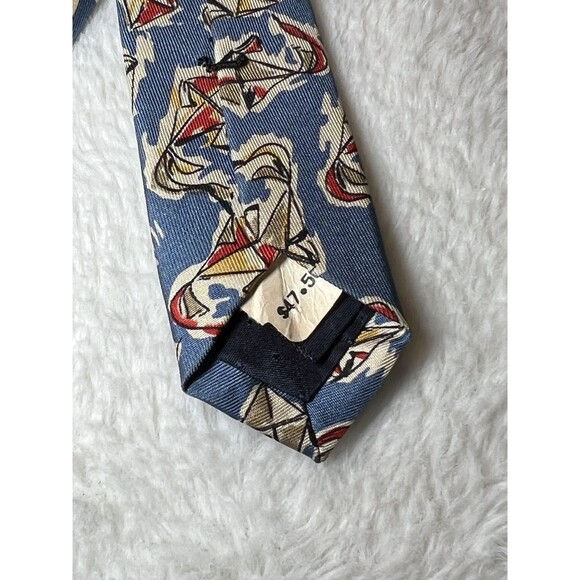 Vintage Genuine Burberry Blue Neck Tie ~ Go Fly ~ 100% Silk Hand Sewn in USA - Picture 4 of 10